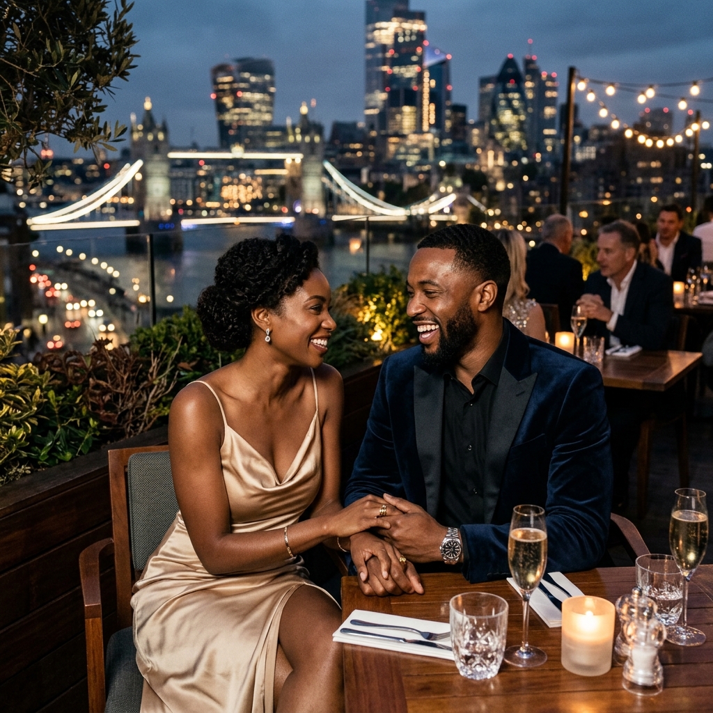 Happy couple on a date in London